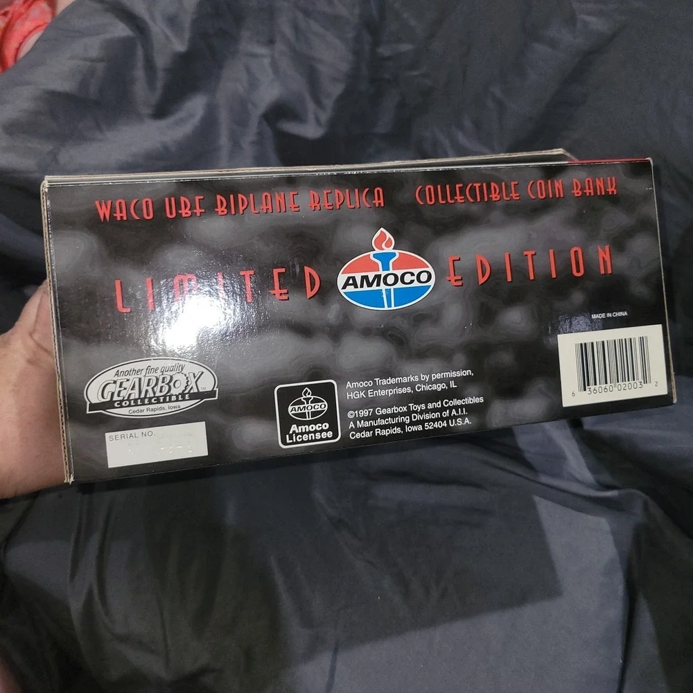 GEARBOX WACO UBF Airplane AMOCO Limited Edition Die-Cast Coin Bank NEW